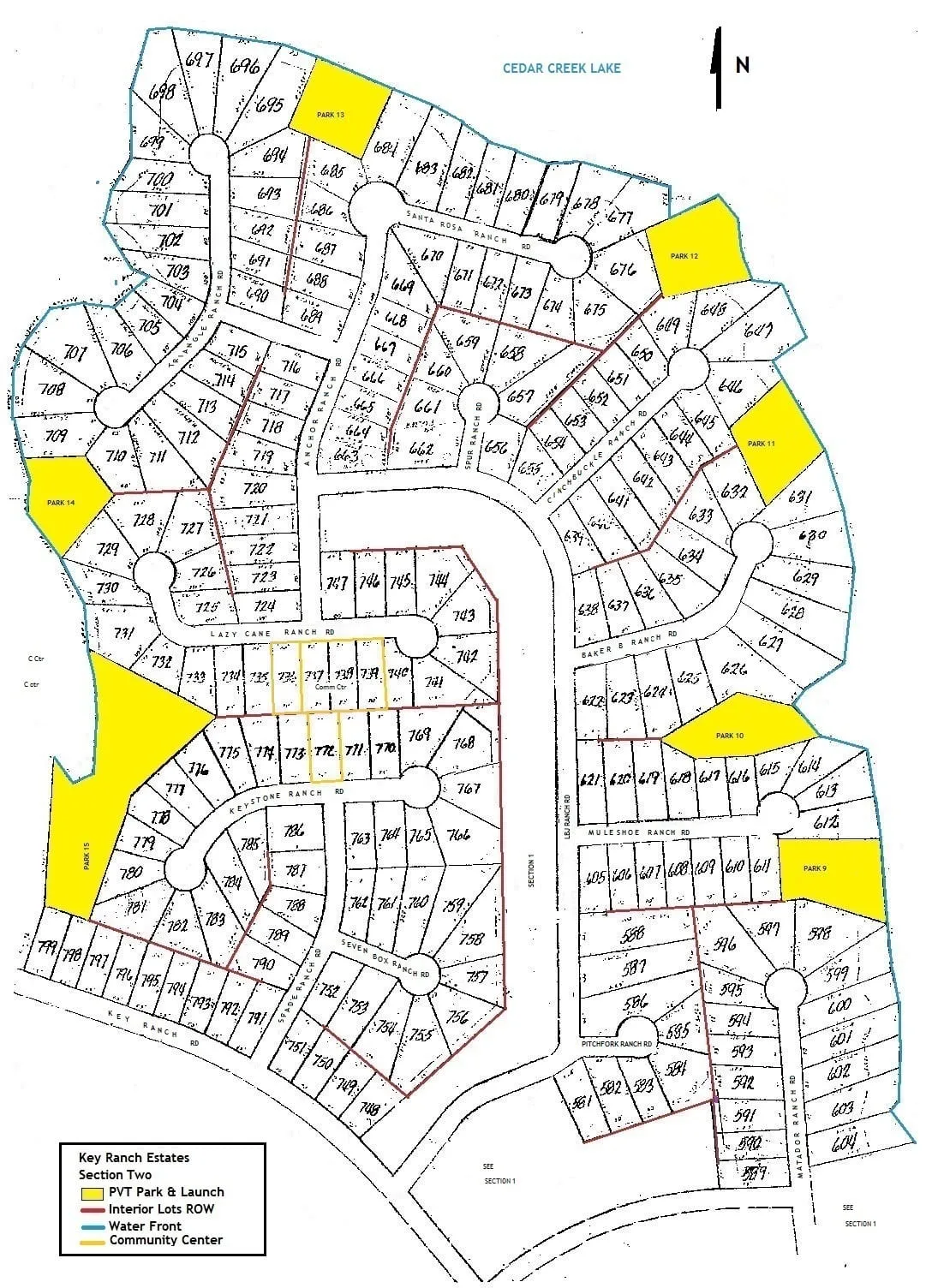 Color-coded map of Section Two of Key Ranch Estates